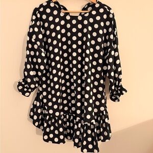 Zara Black and White Polka Dot Top